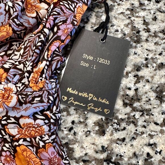 Jopra Flirty Crop Tank Top Womens Large Spaghetti Strap Floral Doll Bohemian - Picture 4 of 9